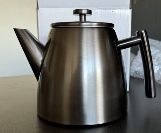 Vaja® Theepot Juliette Gun Metal - Dubbelwandig - 1 Liter - RVS Theekan met Filter