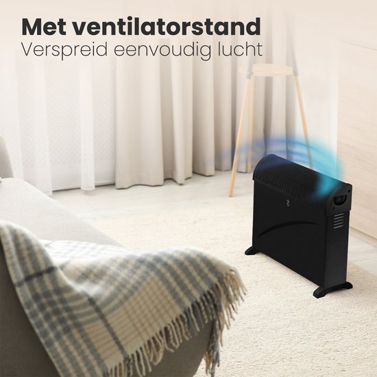 Auronic Elektrische Convectorkachel - 750/1250/2000 Watt - Met Ventilator - Verwarming - Ventilatorkachel - Zwart