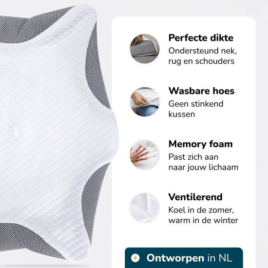 Alyze Anti snurk kussen - Voor iedere slaaphouding - 60x40 cm - Hoofdkussen - Apneu - Ergonomisch & orthopedisch - Slaap - Vlinder - Kussen - Nekklachten - Memory foam - wit