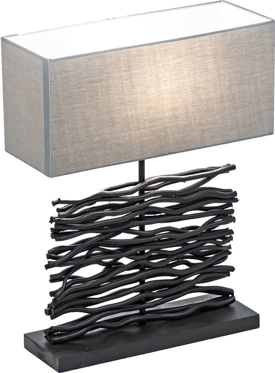 Globo - tafellamp - Jamie - zwart - hout - schemerlamp - E27 - 21648B