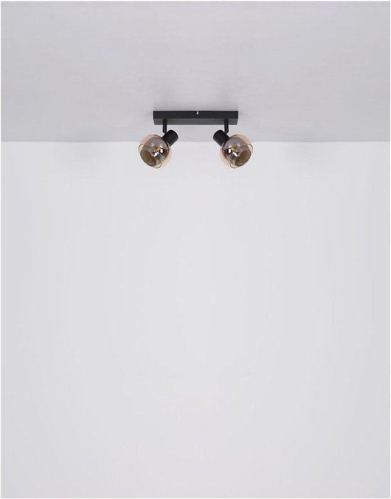 Vloerlamp TOKKI Glas 154.0cm Matt zwart | smoked E14 3-Lichts