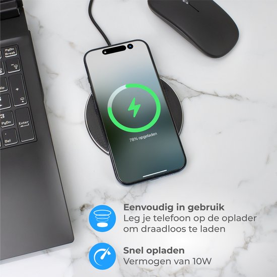 Nuvance Draadloze Oplader 10W - Inclusief Kabel - Wireless Charger - Fast Charger - Geschikt voor alle Draadloos Oplaadbare Smartphones