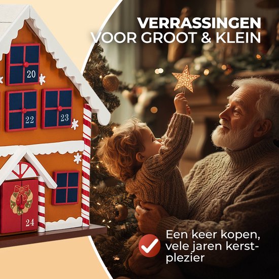 Spielwerk Herbruikbare Adventskalender - Winterhuisje 24 Deuren