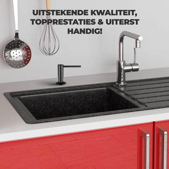 Mizzo Zeepdispenser 300ML - Zeeppompje Zwart - Inbouw Keukenblad - Zwart