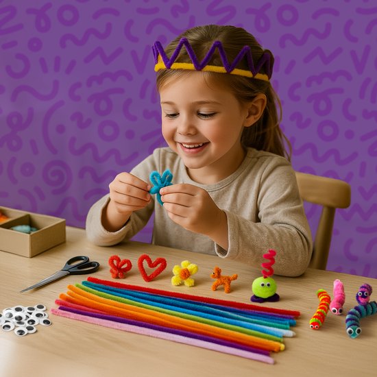 Vaive Pijpenragers & Wiebeloogjes 450-delig - Knutselset - Knutselen Meisjes & Jongens - Knutselkoffer - Knutselspullen Kinderen - Knutselpakketten