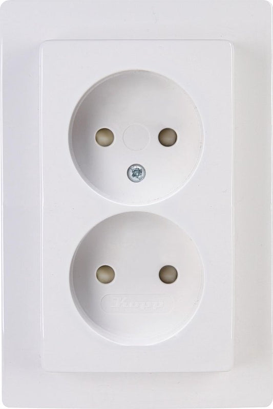 Kopp Paris Zonder Randaarde Wandcontactdoos - WCD - 2 Voudig - 230 Volt - Arctic Wit