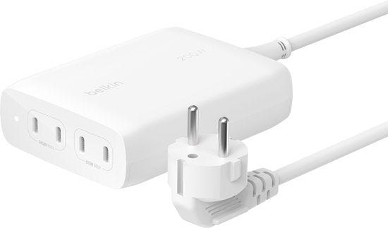 Belkin BoostCharge Pro 200W 4-poorts USB-C GaN Snellader met Power Delivery 3.1, Inclusief 1,5 m Kabel