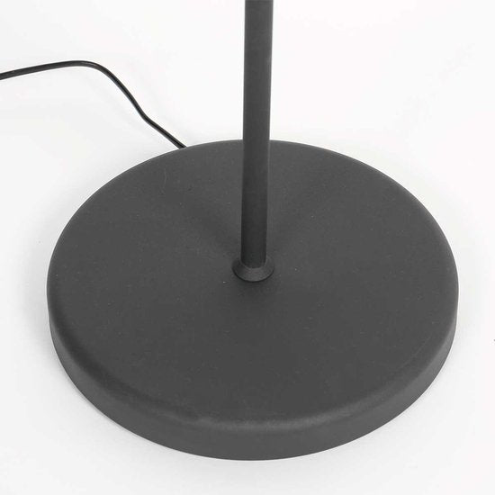 Vloerlamp Bella 3407ZW - Zwart met zwenkarm, uitklapbaar en trekschakelaar - Mexlite - Tijdloos design van kunststof, metaal en elektronica, hoogte 135 cm, reikwijdte 45 cm