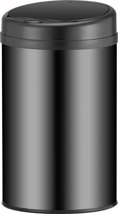 Juskys – Sensor Prullenbak Rond – 30 l – Voorzien Van Automatisch Deksel En Touch-Bediening – Voor Keuken En Kantoor – Zwart Gepoedercoat Staal