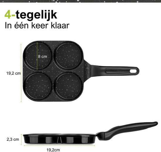 CeraFusion Pancakepan 4-vaks Ø8 cm – Inductie – PFAS-vrij – Eierpan – Keramische coating – Geschikt voor inductie