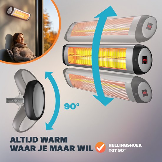 Monzana Infraroodstraler 2500W - 3 Verwarmingsniveaus - Zilver