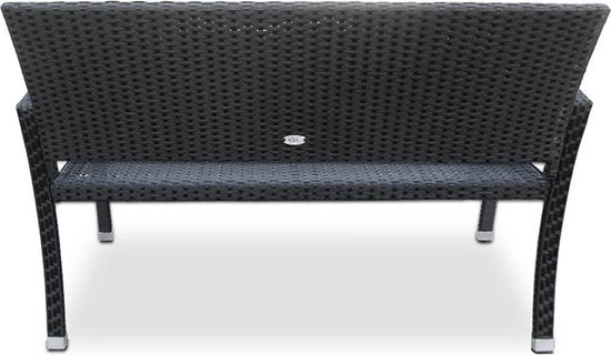 Casaria Tuinbank – 2-zits Polyrattan – UV-bestendig – 122 x 58 x 87 cm – Zwart
