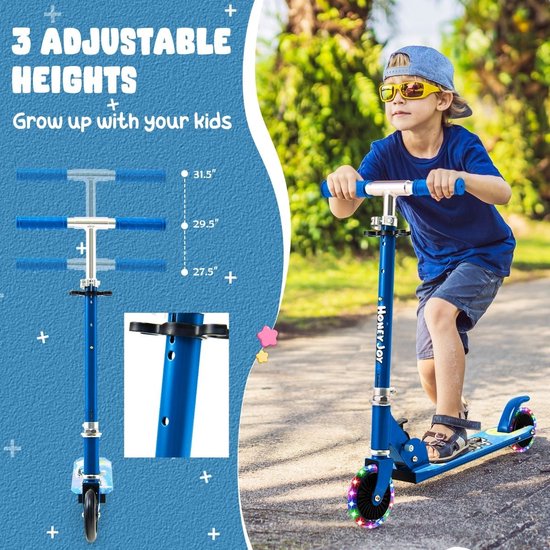 Coast Opvouwbare Step Voor Kinderen - LED Verlichte Wielen - 66 x 33 x 80cm - Blauw