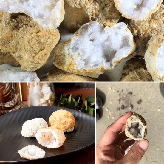 Partizzle 25x Ruwe Bergkristral Geodes - Zelf Open Maken - Kristallen / Edelstenen Mineralen Maken - Uitdeelcadeautjes Voor kinderen - Grabbelton Traktatie Cadeautjes - Medium 2/4 cm