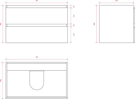 Mirlux Badkamermeubel Mat Zwart 80 cm - Wastafel Wit - Badmeubel - Wastafelmeubel Mat Zwart