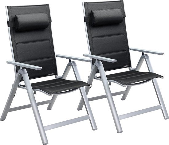 Casaria Tuinstoel Aluminium - 2 stuks Inklapbaar - Zilver