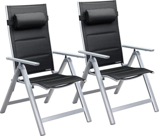 Casaria Tuinstoel Aluminium - 2 stuks Inklapbaar - Zilver