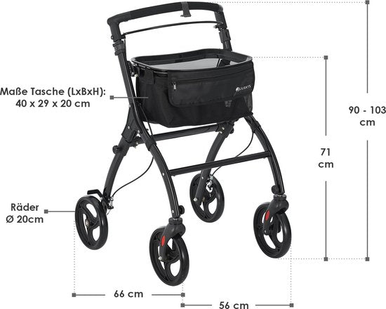 Aluminium Rollator Active - Zwart