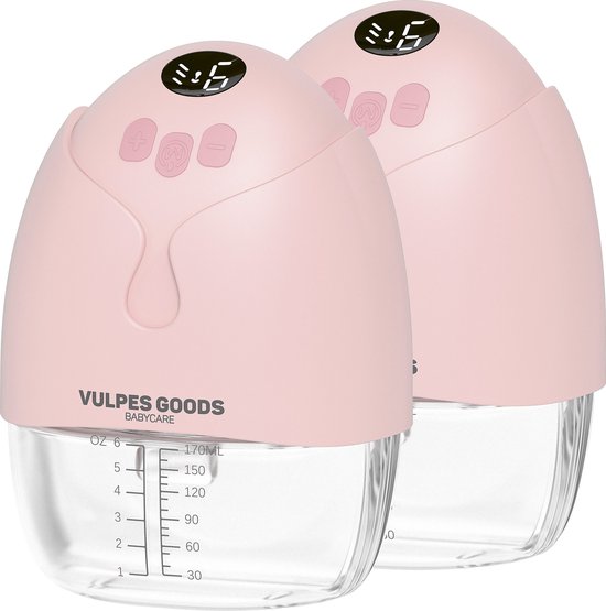 Vulpes Goods® BabyCare - Handsfree Borstkolf - Elektrische Draadloze Borstkolf - Draagbaar – Dubbele elektrische handsfree Kolf - 2 Stuks - MAX versie