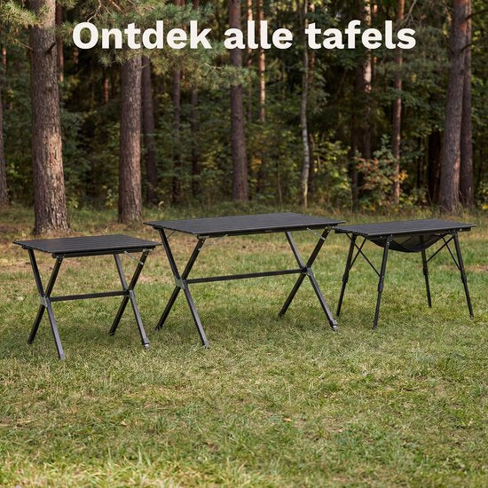TRVLMORE Campingtafel Verstelbaar - 90x52x71cm - Inklapbare Tafel met Aluminium Frame - Lichtgewicht - Kampeertafel - Klaptafel - Zwart