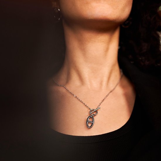 Laura Ferini Dames Ketting Legato Zilver - Zilverkleurige ketting met hangertje - 18K Witgoud Verguld - Halsketting - Collier - Sieraad - Accessoires - Dames Ketting met Hanger