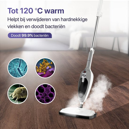 LUMAN 12 in 1 Stoomreiniger Én Handstomer V1 - Tapijtreiniger - Vlekkenreiniger - Met Aanpasbare Stoomkracht - Met 10 Opzetstukken en 3 Microvezeldoeken - Grijs