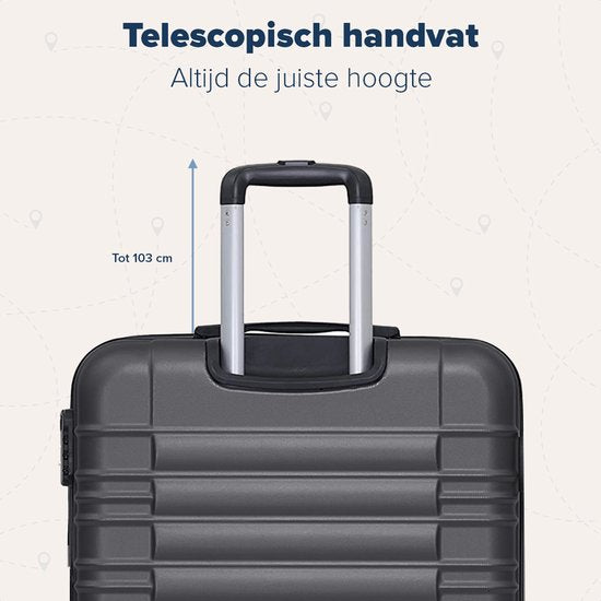 TRVLMORE Handbagage Koffer - 38L - Cijferslot - Lichtgewicht - Trolley - 54x36x20cm - Donkergrijs