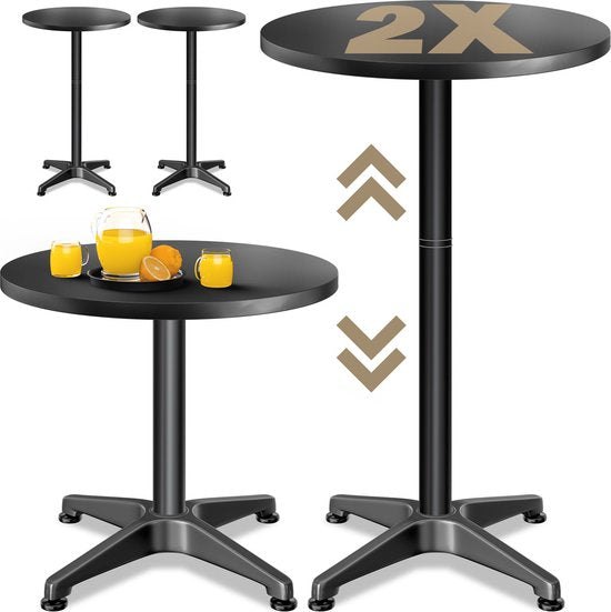 CASARIA Statafel - Set van 2 Rond Verstelbar 70cm 115cm -Zwart