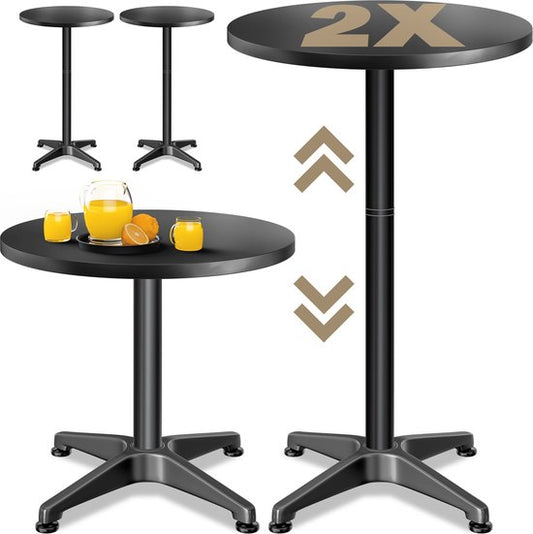 CASARIA Statafel - Set van 2 Rond Verstelbar 70cm 115cm -Zwart