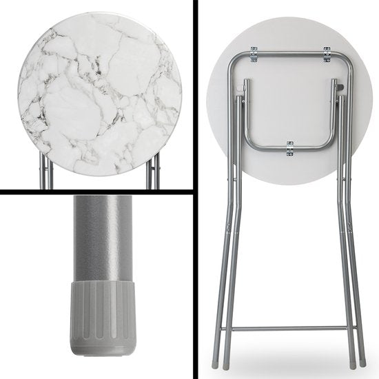 CASARIA Statafel Set van 2 - Inklapbaar Marmerlook 110cm Ø60cm - Wit