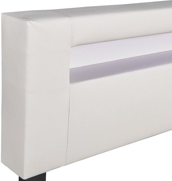 Gestoffeerd Bed Paris - 180 x 200 cm - Wit - LED Verlichting