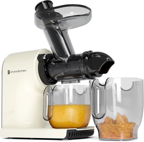 KitchenBrothers Slowjuicer - Compact - Juicer - Groenten en Fruitpers - 45 mm - 500 ml - Moederdag Cadeautje - Champagne