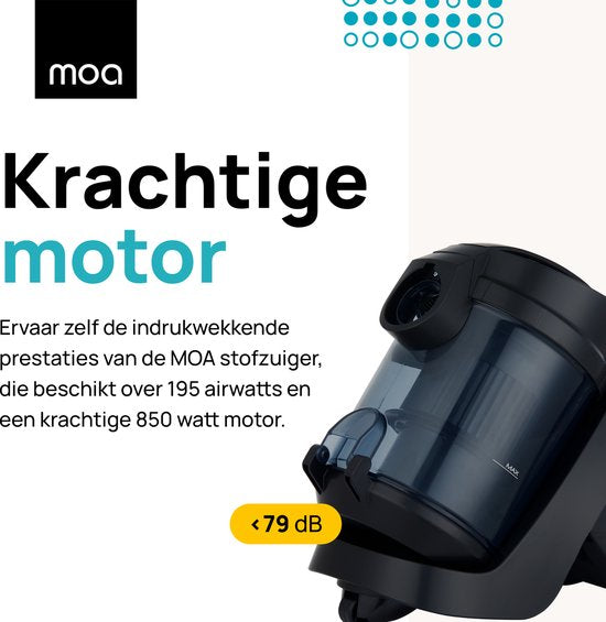 MOA Stofzuiger Zonder Zak - Inclusief HEPA H13 Filter - Combi Zuigmond - Stofzuiger - 900W - Zwart
