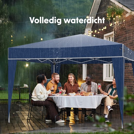 LifeGoods Partytent - Paviljoen - Easy Up - Opvouwbaar - Waterdicht - Met Draagtas - 300 x 300 cm – Blauw