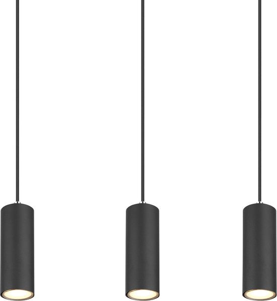 Globo - hanglamp - Robby - zwart - metaal - grote eettafellamp - GU10 - 57911-6HB
