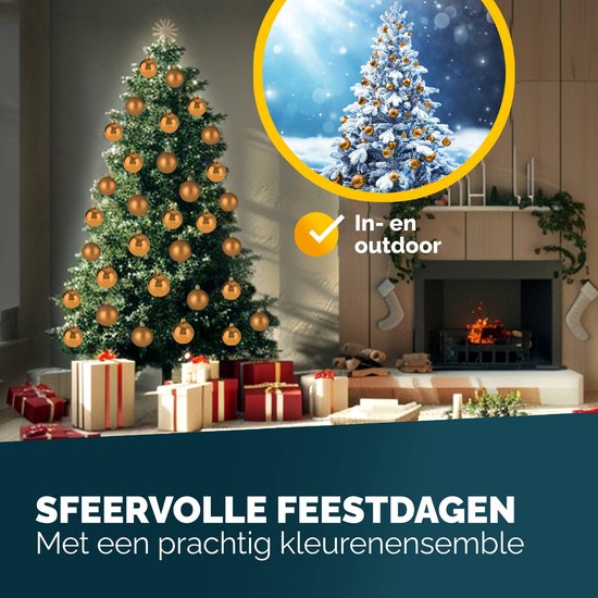 Casaria Kunststof Kerstballen 54 Set - Mat Glanzend Ø 3 4 6 cm Koper Bruin