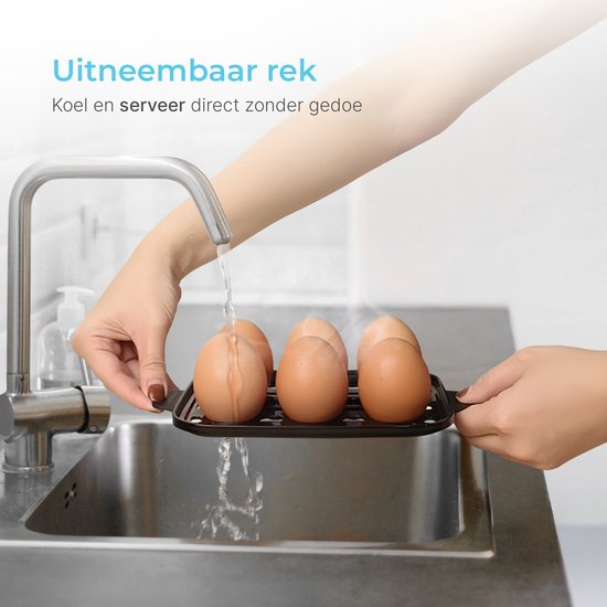 GoodForce Automatische Eierkoker - Met Timer - Met Alarm - 6 Eieren - Elektrisch - Incl. Maatbeker - Incl. eiprikker - RVS - Vaatwasserbestendig