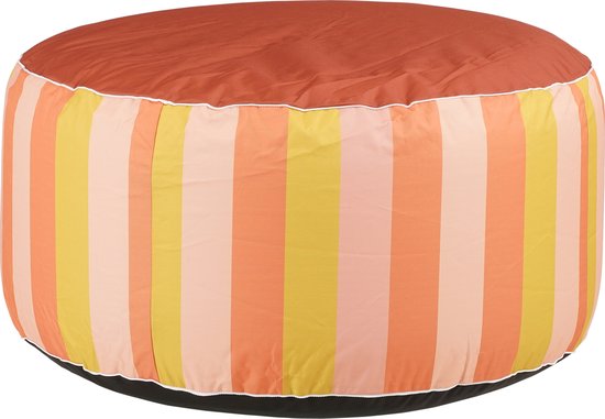 Mica Decorations Novia Opblaasbare Poef Gestreept - H37 x Ø80 cm - Oranje