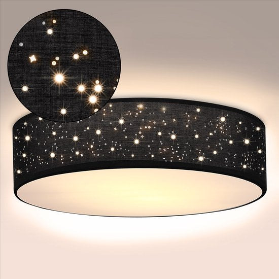 Monzana Plafondlamp - Sterrenhemel Rond 38cm 40 Watt Stof - Zwart
