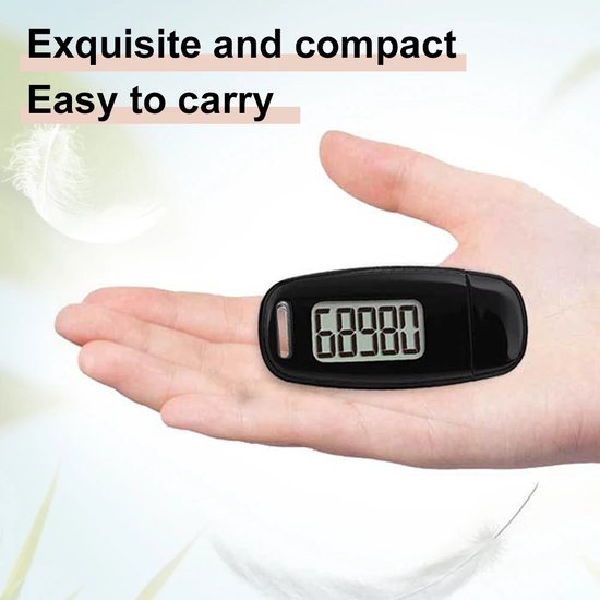 Garpex® Stappenteller met Clip en Draagkoord - USB Opladen - Activity Tracker - Pedometer - Groot Scherm - Broekzak - Zwart