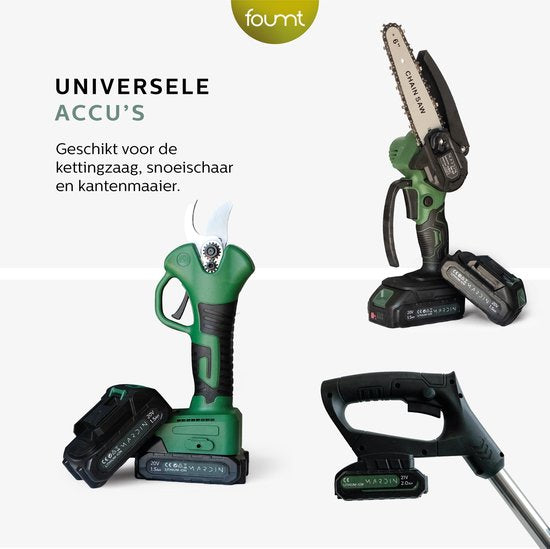 Mardin Mini Kettingzaag - Elektrische Takkenzaag - Snoeizaag - Houtzaag - Handkettingzaag - Boomzaag - Zaagmachine - Heggenschaar - 2 Accu's - Opbergkoffer - Groen