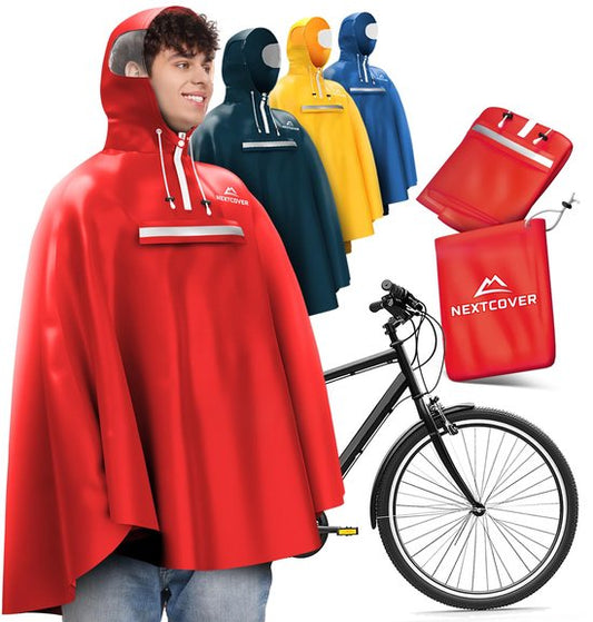 Nextcover Regenponcho Fiets voor Dames en Heren | Regencape met AquaShield 2.0 Technologie, Winddicht & Waterdicht | Ideaal voor Fietsen, Wandelen en Vissen | Fietsponcho Volwassenen Unisex Pasvorm | Poncho