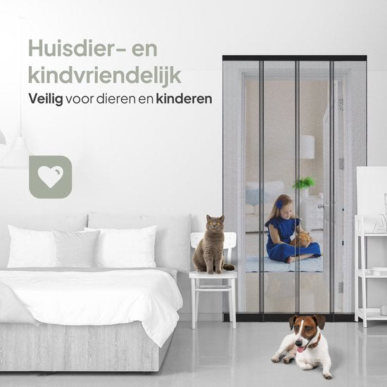 O'DADDY® Vliegengordijn Lamellenhor - 118x260 cm - Deurgordijn - Hordeur - Aanpasbaar Ontwerp - Glasvezel - Deurhor Zwart