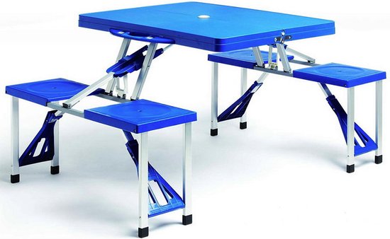 Deuba Campingtafel – Aluminium met 4 Zitplaatsen – Inklapbaar Blauw