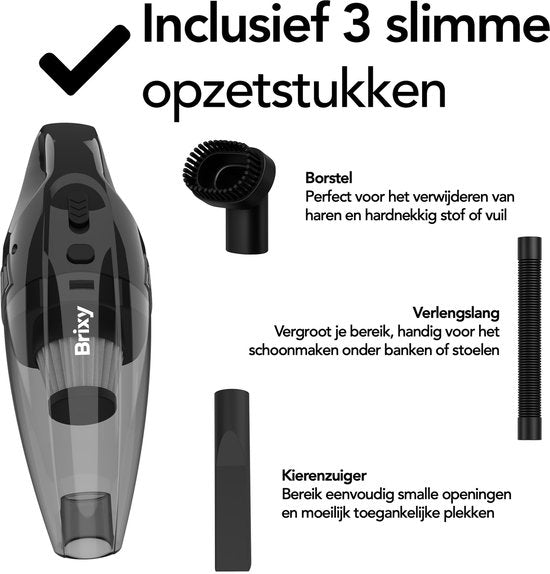 Brixy Kruimeldief Snoerloos - Handstofzuiger - Incl. Opzetstukken - Kruimelzuiger - Grijs