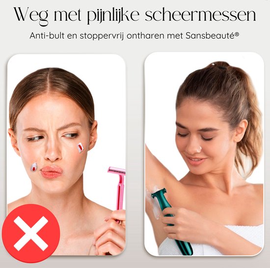 Sansbeauté - 4-in-1 Bikinitrimmer & Ladyshave - Compact - Classic Green ABS - Voor Gezicht, Benen & Bikinilijn - Draadloos & Oplaadbaar - Pijnloze Ontharing