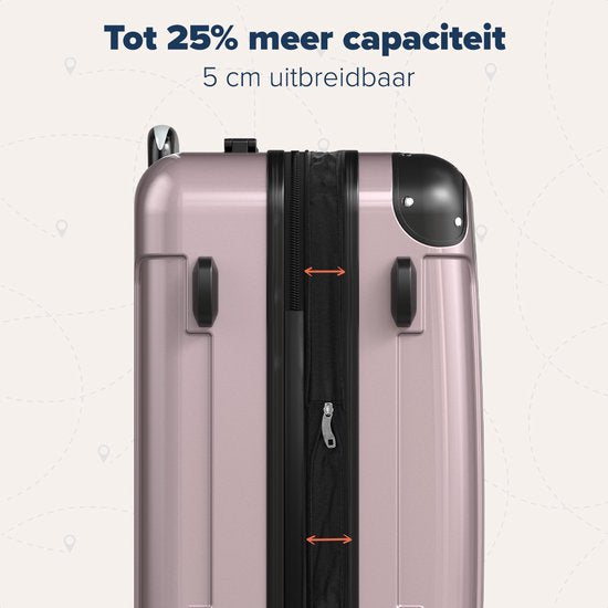 TRVLMORE Kofferset - 2 Delig - 45L Handbagage + 115L Ruimbagage - TSA Slot - Lichtgewicht - Reiskoffer Set - Roségoud