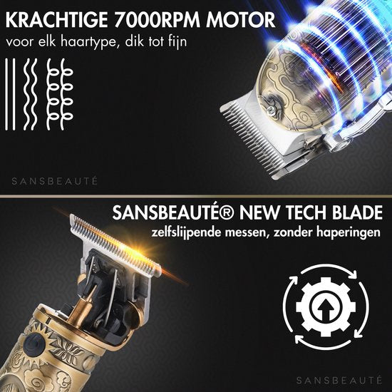 Professionele Draadloze 5-in-1 Tondeuse met Foil Shaver - Sansbeauté - Tondeuse Mannen Hoofdhaar - Cheveux Haar - Haartrimmer - Kapper Haar Machine - Haartondeuse - Trimmer Baard - Barbe Hair Clipper - Kapper Buddha Trimmer - Barber Set - Kappersset
