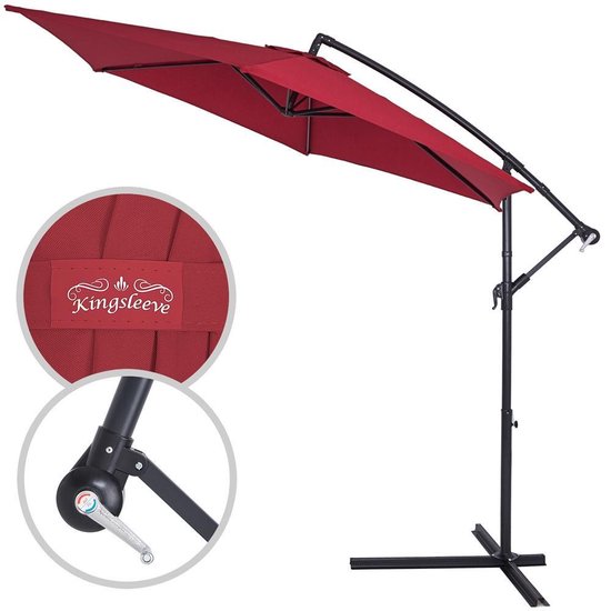 Kingsleeve Zweefparasol - Kantelbaar Handslinger Ø300cm - Rood