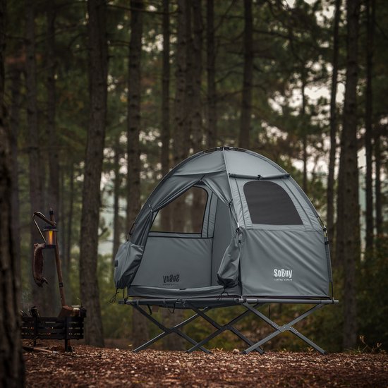 SoBuy OGS32-II-HG Opblaasbare Camping Tent - Grijze Textiel 193x161cm
